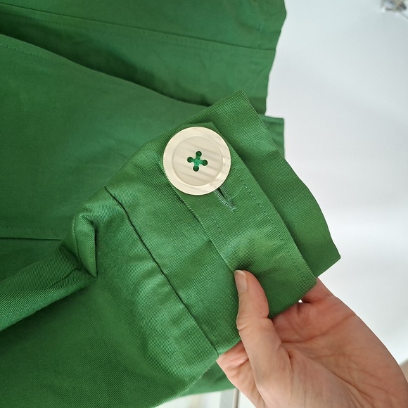 Nick & Mo Green Babydoll Funnel Neck Trench Coat w/ Floral Lining (Size S) - Picture 7 of 10